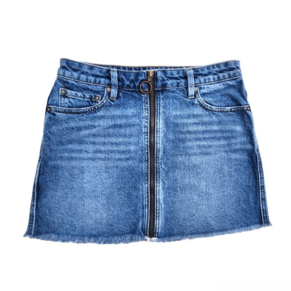 We the Free | Denim Blue Wash Front Zip Skirt